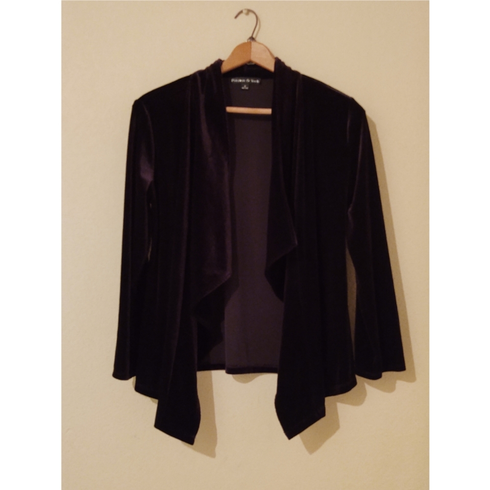 Preston & York Black Velour Open Drape Shrug